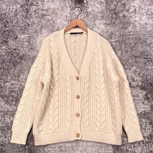 Jenni Kayne Sweater XS Womens Alpaca Merino Wool Cable Knit Oversized Cardigan